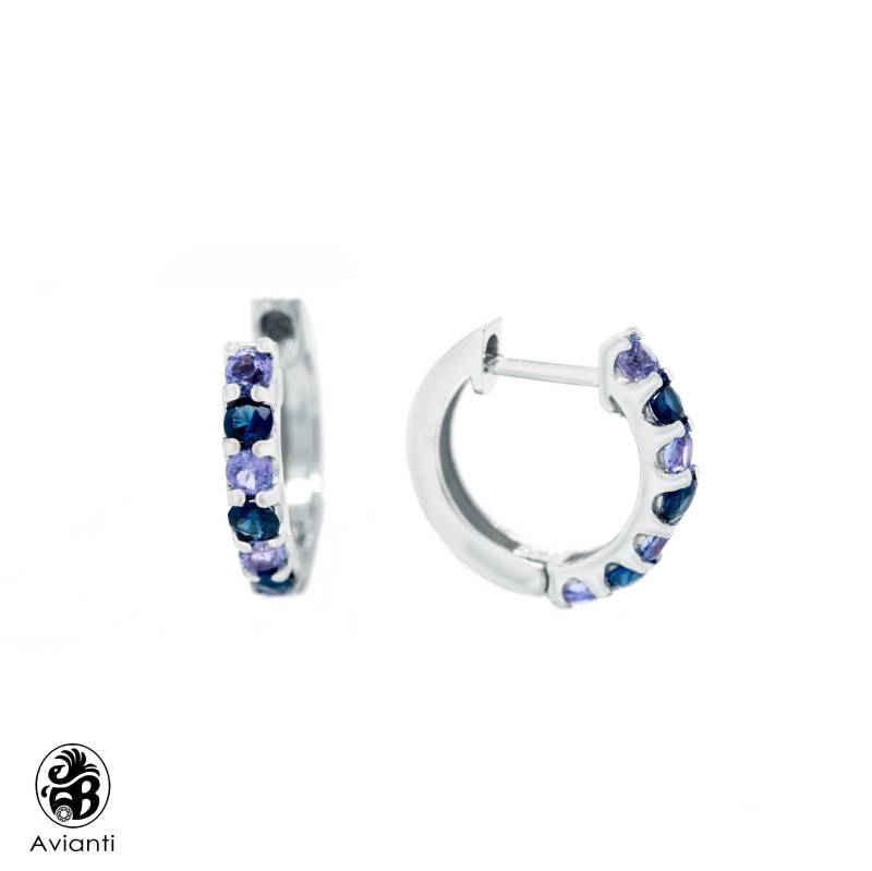 Saphir Und Tansanit Weißgold Creolen von AviantiJewelry