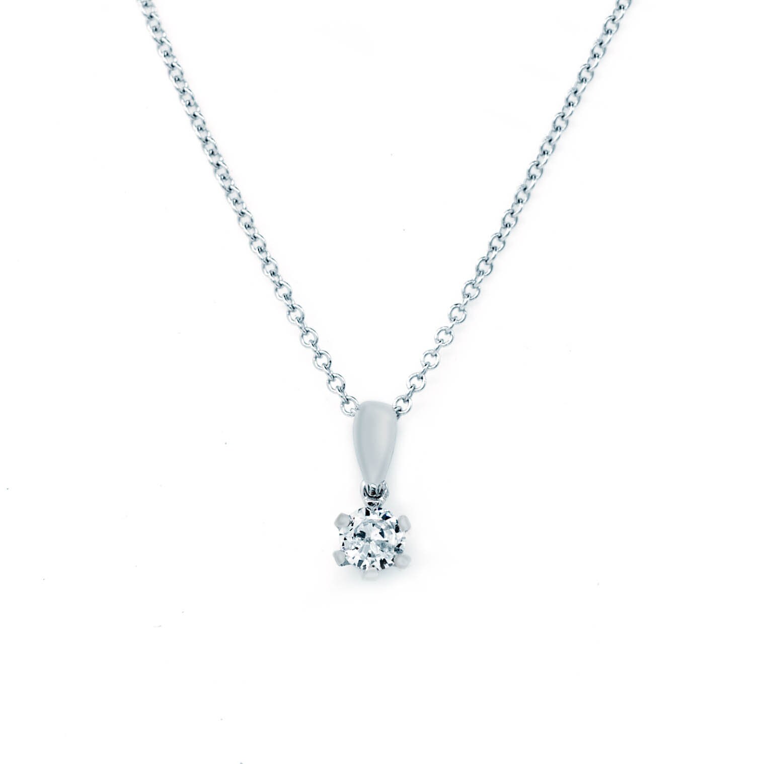 Solitär Diamant Anhänger 0.14 Karat, 14K Weißgold Halskette Solitär Diamant Anhänger 0.14 Karat, 14K Weißgold Halskette von AviantiJewelry