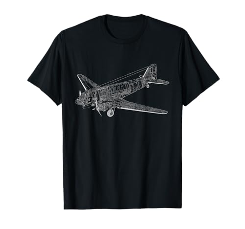 Vintage DC-3 Flugzeug-T-Shirt für Herren, Ehemann, Vater, Großvater T-Shirt von Aviation Aircraft Airplane Plane