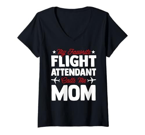 Damen Flugbegleiterin Mama Muttertag Fluggesellschaft Stewardess Mama T-Shirt mit V-Ausschnitt Damen Flugbegleiterin Mama Muttertag Fluggesellschaft Stewardess Mama T-Shirt mit V-Ausschnitt von Aviation Lovers Airplane Cabin Crew Parent Mama