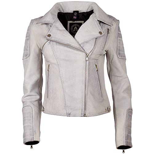 Aviatrix Damen Echtleder taillierte Modejacke (K014), Dunkelweiß, 38 von Aviatrix