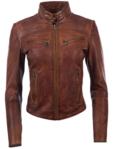 Aviatrix Damen superweiche Echtleder Mode Bikerjacke (CRD9),Nevada Timber,XXXXX-Large von Aviatrix