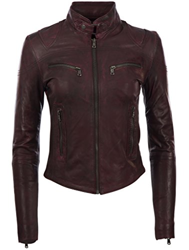 Aviatrix Damen superweiche Echtleder Mode Bikerjacke (CRD9),Pepsi(schwarz),XX-Large(44EU) von Aviatrix