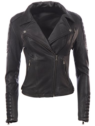 Aviatrix Damen superweiche Lederjacke mit asymmetrischem Reißverschluss (K014) von Aviatrix