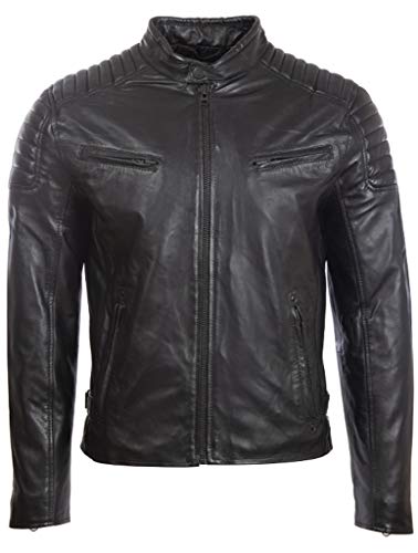 Aviatrix Herren Bikerjacke aus Echtem Leder mit Gepolstertem Schulterdesign (T86N) von Aviatrix