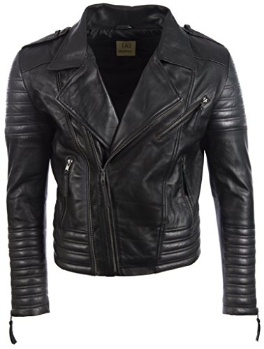 Aviatrix Herren Ultra Stilvoll Hochwertig Echtes Leder Biker Mode Jacke (SDTM) von Aviatrix