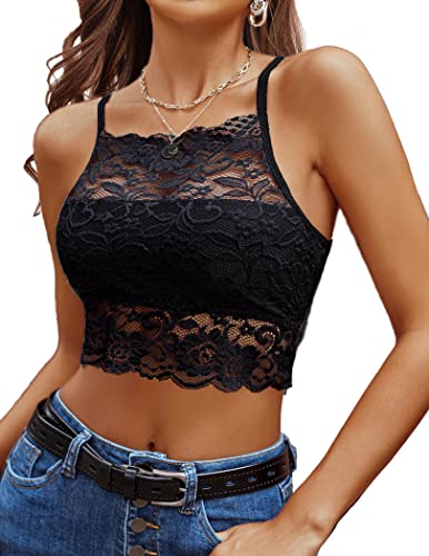 Avidlove Bustier Damen Crop Top Spitze Oberteile Sexy Korsage Curvy Unterhemd Schwarz S von Avidlove