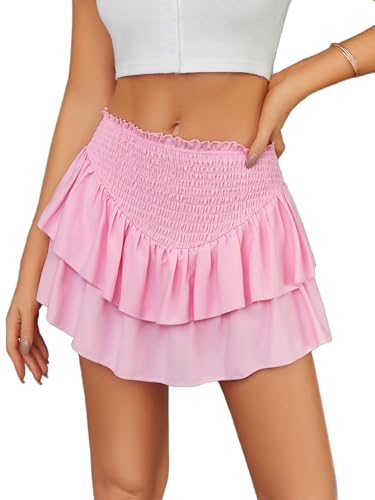 Avidlove Damen Mini Rock Faltenrock Sexy Ruffled Skater Rock Hoch Tailliert Minirock Kurzer Röcke Vielseitiges Kleid Lässiger Geschichtet Strandrock Rot XXL Avidlove Damen Mini Rock Faltenrock Sexy Ruffled Skater Rock Hoch Tailliert Minirock Kurzer Röcke Vielseitiges Kleid Lässiger Geschichtet Strandrock Rot XXL von Avidlove