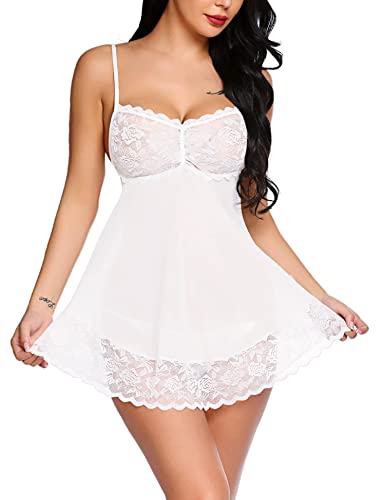 Avidlove Damen Sexy Negligee Spitze Reizwäsche Babydoll Nachtkleid Dessous Kleid Lingerie Chemise Nachtwäsche mit G-String von Avidlove