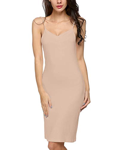 Avidlove Damen Unterkleid Sexy Miederkleid mit Trägern Nachthemd Unterröcke Petticoat Knielänge Unterkleid Nachtwäsche Negligee Kleider Beige XL von Avidlove