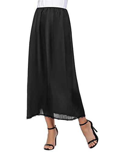 Avidlove Damen Unterrock Lang Unterkleid Satin Unterkleid Halbrock Petticoat Unterrock Lang Schwarz XXL von Avidlove