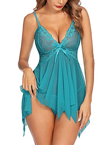 Avidlove Dessous für Frauen Spitze Babydoll Nachtwäsche Boudoir Outfits Übergröße Langeray XS-5XL, Blaugrün/Ein Hauch von Paradies (Trace of Paradise), X-Large von Avidlove