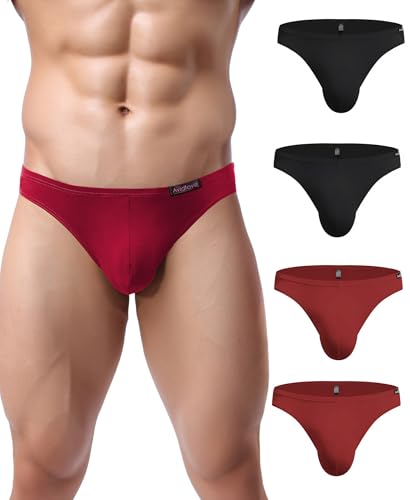 Avidlove Herren Slip Modal Weich Unterhose Short Underwear Unterhosen Trunk Shorts Unterwäsche Slip Männer 4er Pack 2 x Schwarz/ 2 x Rot M von Avidlove