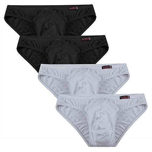 Avidlove Herren Unterwäsche 4er Pack, Slips Micro Modal - seidenweich Unterhose, 2 X Schwarz/ 2 X Grau, L von Avidlove