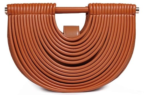 Handgewebte Brot-Damen-Abend-Clutch-Tasche mit Tragegriff und Schulterriemen, kreative Nudel-Geldbörsen, 31, braun, 11.8" x 3.9" x 7.5" von Avilego