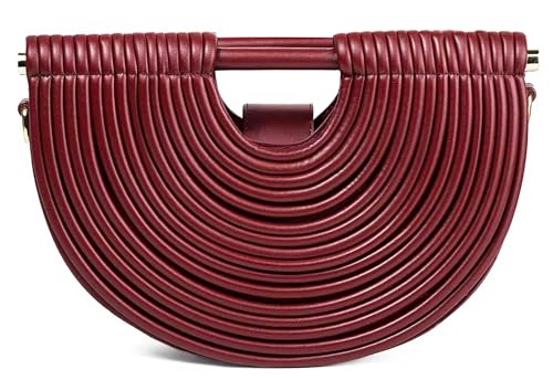 Handgewebte Brot-Damen-Abend-Clutch-Tasche mit Tragegriff und Schulterriemen, kreative Nudel-Geldbörsen, 31-Burgunderrot, 11.8" x 3.9" x 7.5" von Avilego