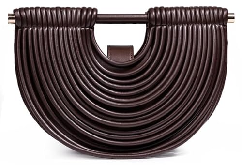 Handgewebte Brot-Damen-Abend-Clutch-Tasche mit Tragegriff und Schulterriemen, kreative Nudel-Geldbörsen, 31-Kaffee, 11.8" x 3.9" x 7.5" von Avilego