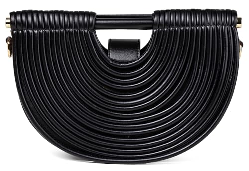 Handgewebte Brot-Damen-Abend-Clutch-Tasche mit Tragegriff und Schulterriemen, kreative Nudel-Geldbörsen, 31-schwarz, 11.8" x 3.9" x 7.5" von Avilego