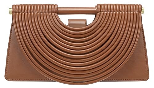 Handgewebte Brot-Damen-Abend-Clutch-Tasche mit Tragegriff und Schulterriemen, kreative Nudel-Geldbörsen, 32, braun, 13.0" x 3.5" x 6.7" von Avilego