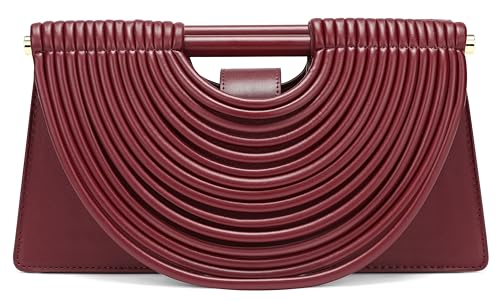 Handgewebte Brot-Damen-Abend-Clutch-Tasche mit Tragegriff und Schulterriemen, kreative Nudel-Geldbörsen, 32-Burgunderrot, 13.0" x 3.5" x 6.7" von Avilego