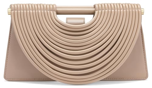 Handgewebte Brot-Damen-Abend-Clutch-Tasche mit Tragegriff und Schulterriemen, kreative Nudel-Geldbörsen, 32-apricot, 13.0" x 3.5" x 6.7" von Avilego