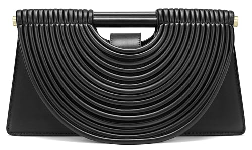 Handgewebte Brot-Damen-Abend-Clutch-Tasche mit Tragegriff und Schulterriemen, kreative Nudel-Geldbörsen, 32-schwarz, 13.0" x 3.5" x 6.7" von Avilego
