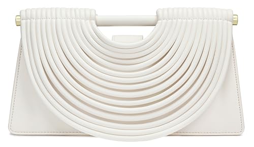 Handgewebte Brot-Damen-Abend-Clutch-Tasche mit Tragegriff und Schulterriemen, kreative Nudel-Geldbörsen, 32-weiß, 13.0" x 3.5" x 6.7" von Avilego