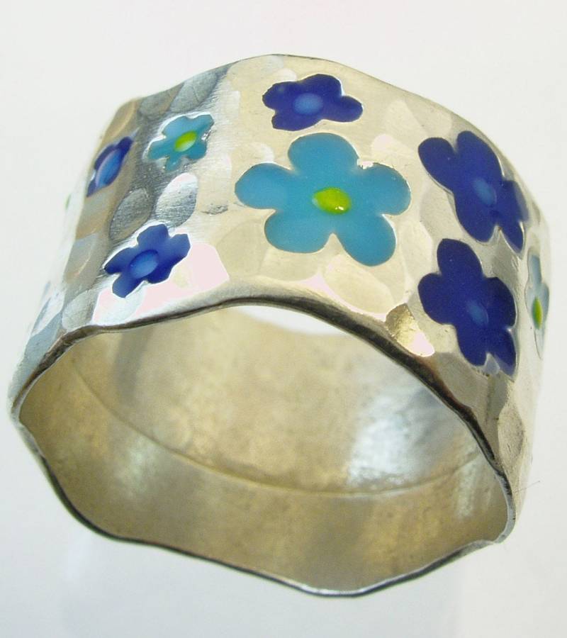 Ehering, Silberring, Recyceltes Silber, Frauen Ehering. 20 Blumen Ring, Auf Bestellung Schmuck Der Freude von Avinoo