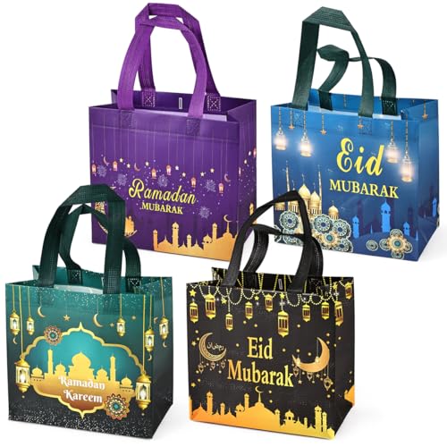 Aviski 4PCS Eid Mubarak wiederverwendbare Geschenktaschen, Ramadan Mubarak Party Taschen, Multifunktionale Non-Woven Eid Taschen für Geschenkverpackung, Ramadan Kareem Party Supplies, 23×22×11cm Aviski 4PCS Eid Mubarak wiederverwendbare Geschenktaschen, Ramadan Mubarak Party Taschen, Multifunktionale Non-Woven Eid Taschen für Geschenkverpackung, Ramadan Kareem Party Supplies, 23×22×11cm von Aviski