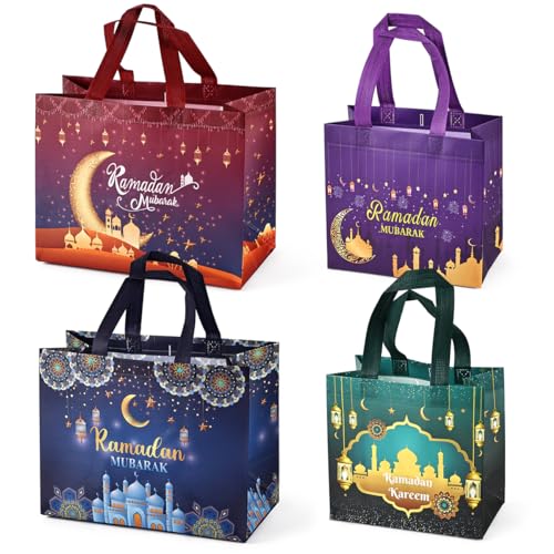 Aviski 4PCS Ramadan Mubarak Wiederverwendbare Geschenktaschen, Verschiedene Größen behandeln Taschen mit Griffen, Party Taschen, Vliesstücke für Geschenkverpackung, Ramadan Kareem Partyartikel Aviski 4PCS Ramadan Mubarak Wiederverwendbare Geschenktaschen, Verschiedene Größen behandeln Taschen mit Griffen, Party Taschen, Vliesstücke für Geschenkverpackung, Ramadan Kareem Partyartikel von Aviski