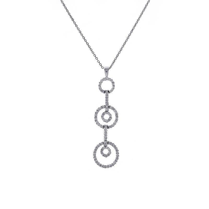 0, 50 Ct. Tw. Runder Diamant Dreifachkreis Anhänger An Gliederkette 14K Weißgold von AvitalandCoJewelry