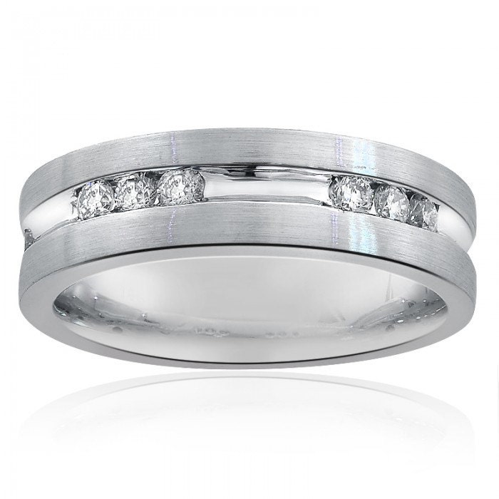 0, 55 Karat Rundschliff Diamant Eheringe 14K Weißgold von AvitalandCoJewelry