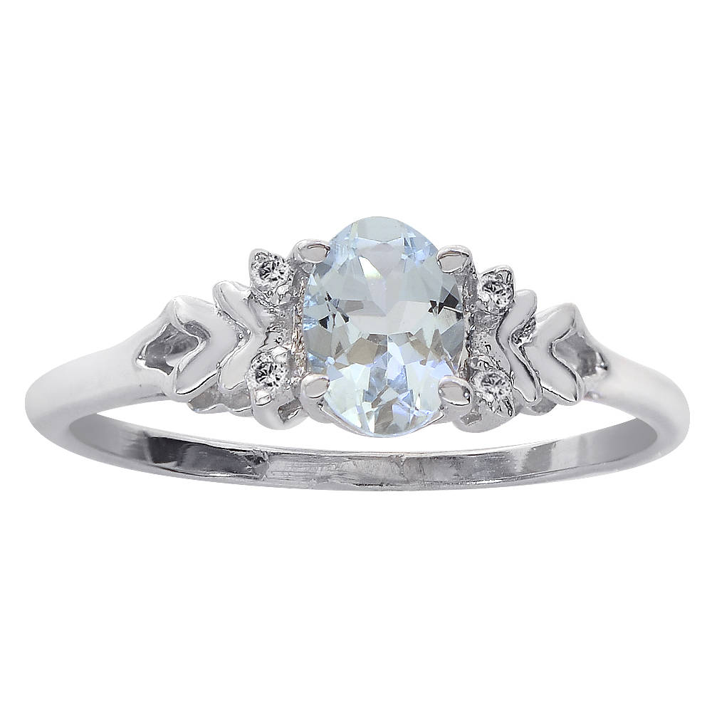 0, 70 Karat Oval Schliff Aquamarin & 0, 04 Diamant Ring 14K Weißgold von AvitalandCoJewelry