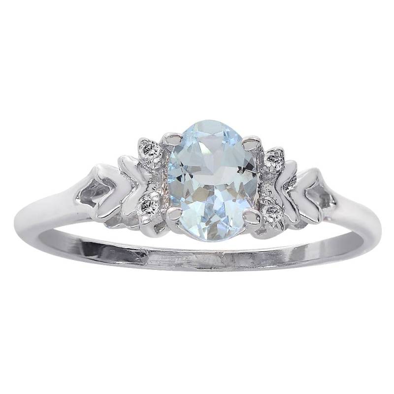 0, 70 Karat Oval Schliff Aquamarin & 0, 04 Diamant Ring 14K Weißgold von AvitalandCoJewelry