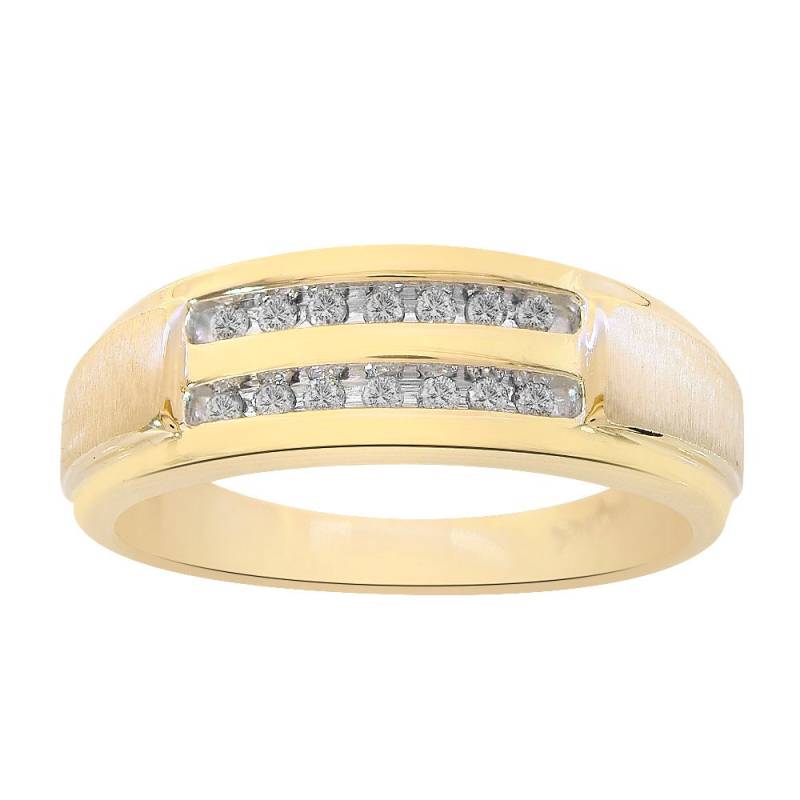 0.20 Karat Diamant Rundschliff Kanal Set Herren Ehering 10K Gelbgold von AvitalandCoJewelry