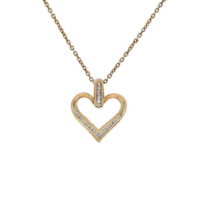 0.25 Karat Diamant Herz Anhänger 10K Gelbgold Mit 14K Gelbgoldkette von AvitalandCoJewelry