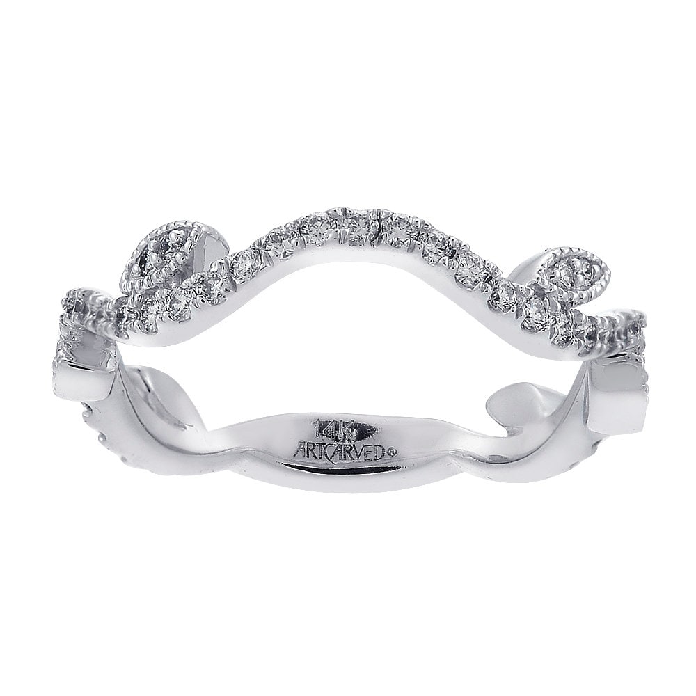 0.45 Karat Blatt Geschwungener Diamant Damen Ehering 14K Weißgold "Artcarved" von AvitalandCoJewelry