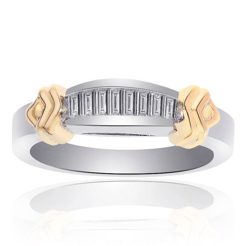 0.50 Karat Princess Cut Brillant Diamant Ehering 14K Zweifarbig Gold von AvitalandCoJewelry