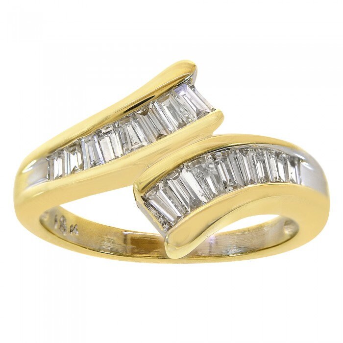 0.65 Karat Baguette Schliff Diamant Ehering 18K Gelbgold von AvitalandCoJewelry