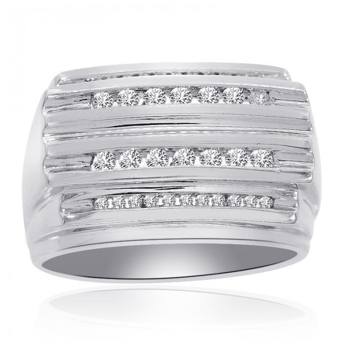 0.65 Karat Kanal Fassung Herren Diamantring 14K Weißgold von AvitalandCoJewelry