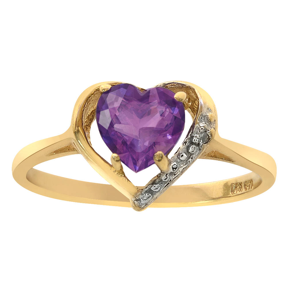 0.75 Karat Amethyst & Diamant Akzent Herz Ring 10K Gelbgold von AvitalandCoJewelry