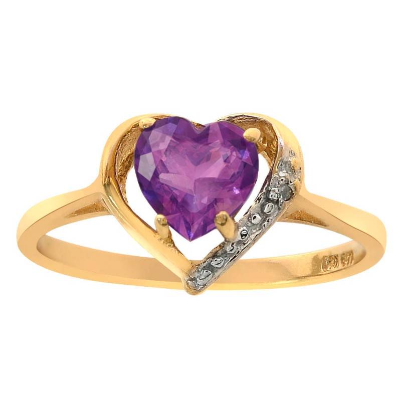 0.75 Karat Amethyst & Diamant Akzent Herz Ring 10K Gelbgold 0.75 Karat Amethyst & Diamant Akzent Herz Ring 10K Gelbgold von AvitalandCoJewelry