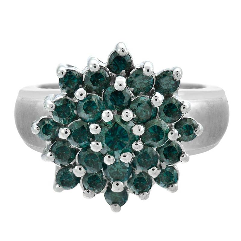 0.75 Karat Rund Geschliffener Blauer Diamant Cluster Ring 10K Weißgold 0.75 Karat Rund Geschliffener Blauer Diamant Cluster Ring 10K Weißgold von AvitalandCoJewelry