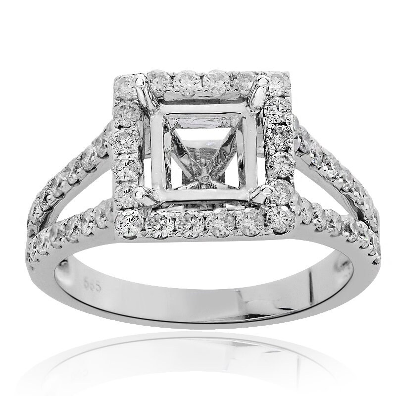 0.83 Karat Runder Diamant Halo Verlobungsring 14K Weißgold von AvitalandCoJewelry