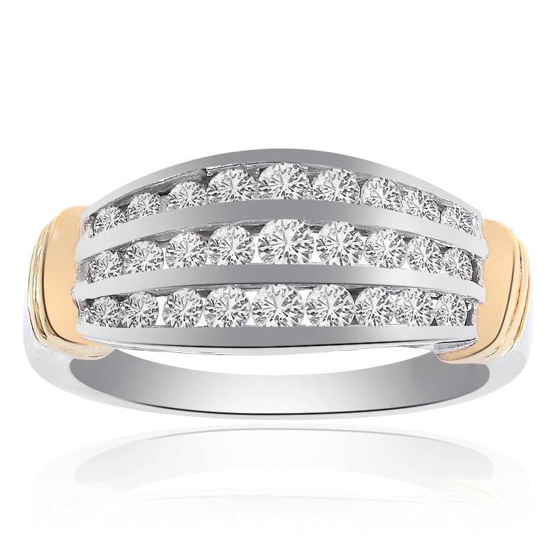 0.85 Karat Rundschliff Brillant Diamant Ehering 14K Zweifarbig Gold von AvitalandCoJewelry