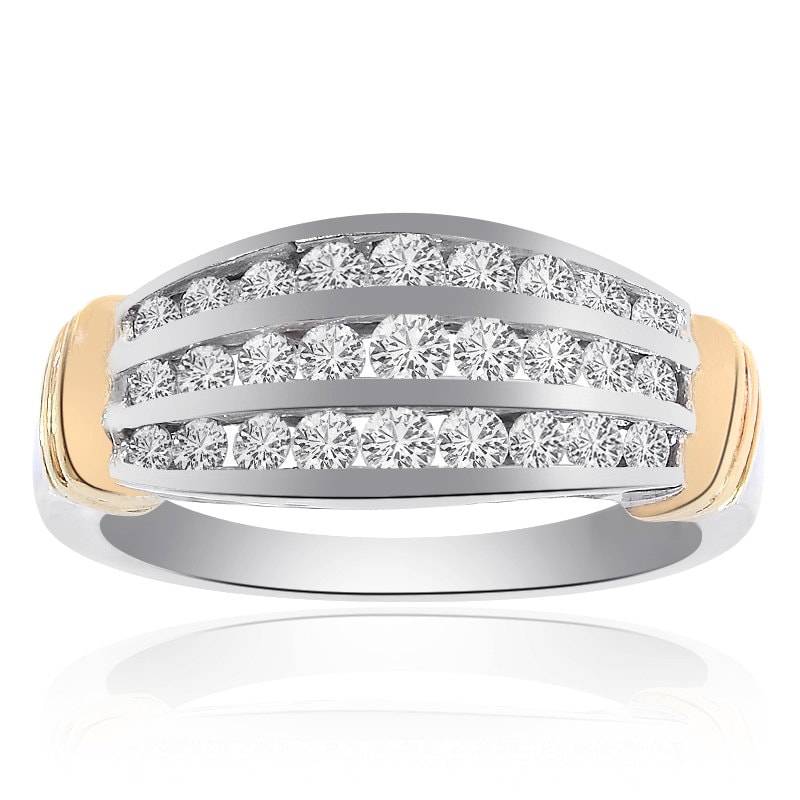 0.85 Karat Rundschliff Brillant Diamant Ehering 14K Zweifarbig Gold von AvitalandCoJewelry