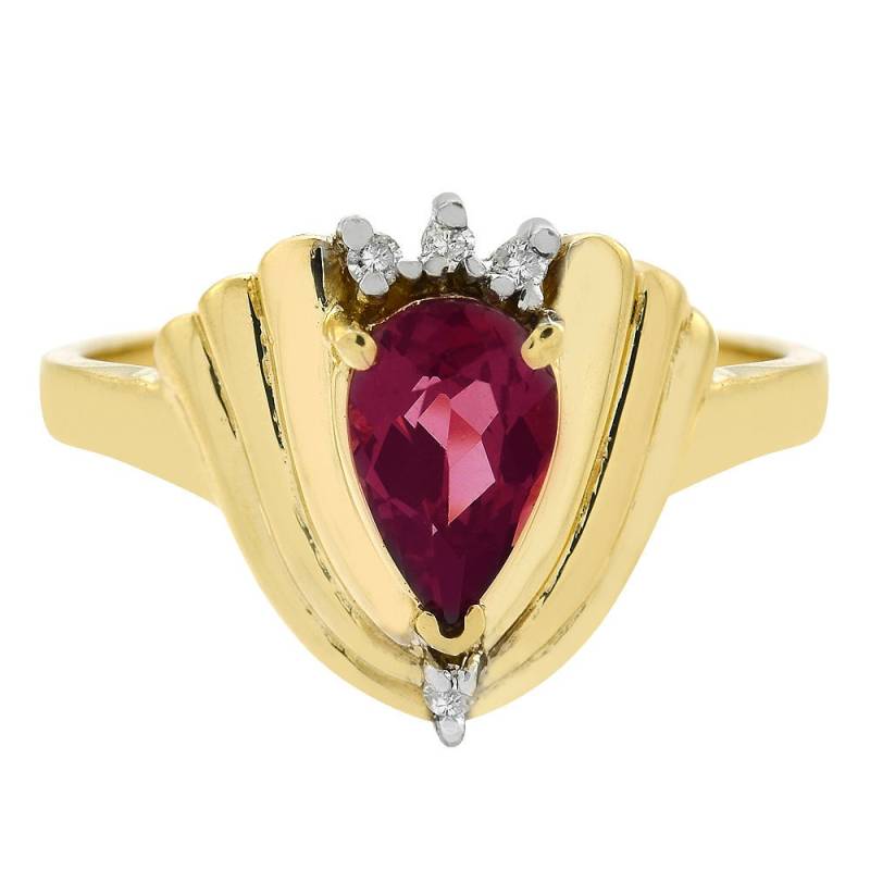 0.90 Karat Pink Turmalin Und 0, 03 Diamant Ring Aus 14K Gelbgold von AvitalandCoJewelry