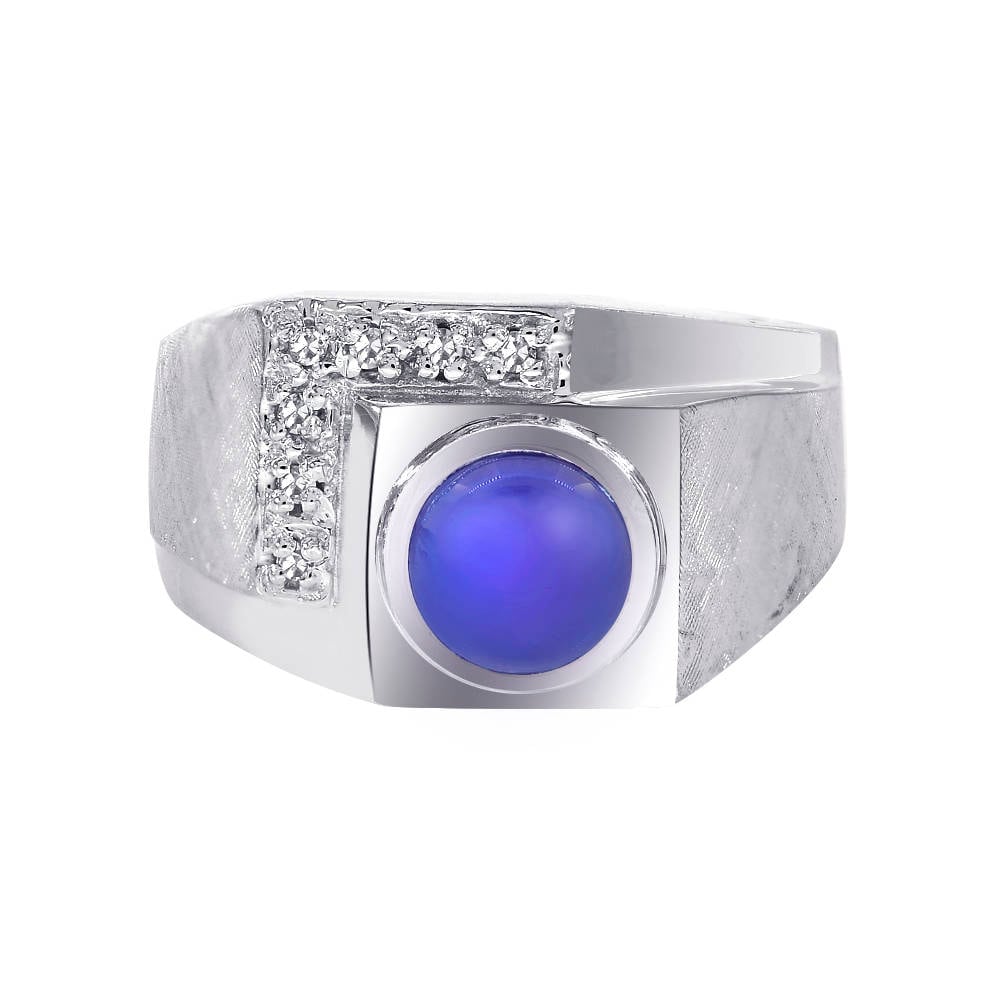 1.00 Karat Man Made Stern Saphir Diamant Akzent Männer Ring 14K Weißgold von AvitalandCoJewelry