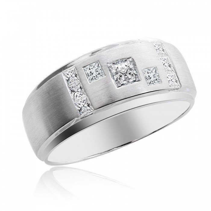 1.00 Karat Princess Cut Diamant Herren Ehering 14K Weißgold von AvitalandCoJewelry