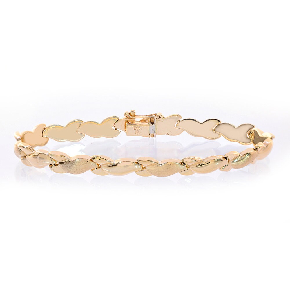 14K Gelbgold 7.0mm Fancy Wave Link Armband von AvitalandCoJewelry